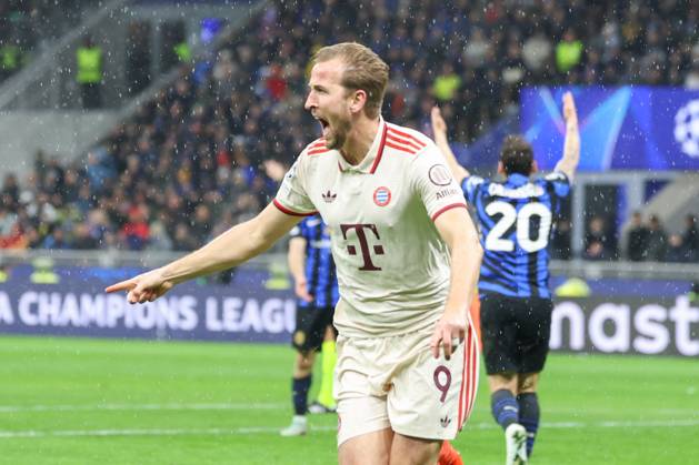 Goal celebration, cheers after his goal for 1 0 by Harry Kane FC Bayern Muenchen , Inter Milan vs FC Bayern Muenchen, Soccer, Champions League, Quarterfinal, Second leg, 16 04 2025 Copyright: xkolbert-press ChristianxKolbertx