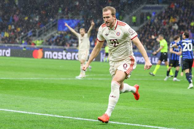 Goal celebration, cheers after his goal for 1 0 by Harry Kane FC Bayern Muenchen , Inter Milan vs FC Bayern Muenchen, Soccer, Champions League, Quarterfinal, Second leg, 16 04 2025 Copyright: xkolbert-press ChristianxKolbertx
