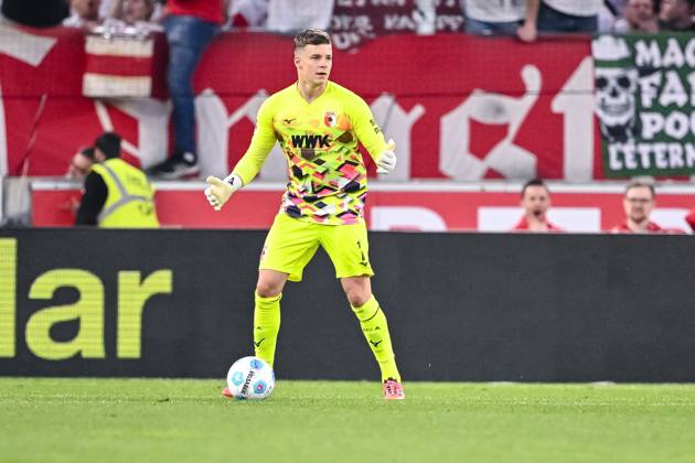 Goalkeeper Finn Dahmen FC Augsburg in action, on the ball, single action during the Bundesliga 1 match between VfB Stuttgart and FC Augsburg, MHPArena Stuttgart on May 11, 2025 in Stuttgart, Germany Photo by Harry Langer DeFodi Images Goalkeeper Finn Dahmen FC Augsburg controls the Ball during the Bundesliga match between VfB Stuttgart and FC Augsburg at MHPArena Stuttgart on May 11, 2025 in Stuttgart, Germany Photo by Harry Langer DeFodi Images DFL regulations prohibit any use of photographs as image sequences and or quasi video Photo by Harry Langer DeFodi Images DFL regulations prohibit any use of photographs as image sequences and or quasi video