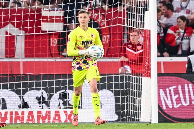 Goalkeeper Finn Dahmen FC Augsburg in action, on the ball, single action during the Bundesliga 1 match between VfB Stuttgart and FC Augsburg, MHPArena Stuttgart on May 11, 2025 in Stuttgart, Germany Photo by Harry Langer DeFodi Images Goalkeeper Finn Dahmen FC Augsburg controls the Ball during the Bundesliga match between VfB Stuttgart and FC Augsburg at MHPArena Stuttgart on May 11, 2025 in Stuttgart, Germany Photo by Harry Langer DeFodi Images DFL regulations prohibit any use of photographs as image sequences and or quasi video Photo by Harry Langer DeFodi Images DFL regulations prohibit any use of photographs as image sequences and or quasi video
