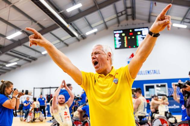 17 05 2025, GER, Wheelchair Basketball, Men Women, Season 24 25, 1 Bundesliga, PlayOff Final, RSB Thuringia Bulls RSV Lahn Dill In the picture Lutz Lessmann RSB Thuringia Bulls The Thuringia Bulls team beat the visiting team from RSV Lahn Dill again in the second PlayOff match to win the season 24 25 German Championship German Champion 99189 Elxleben Fit In Freizeitanlage Sporthal Thueringen Germany
