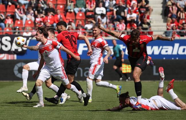 240525 Halle Saale Saxony Anhalt Leuna Chemie Stadion Sport Football Hallescher FC Halle HFC Regionalliga Nordost 4 Liga Men Season 2024 2025 Landespokal FSA Final Cup Final 2025 Hallescher FC 1 FC Lok Stendal Jonas Nietfeld HFC Lukas Breda FC Lok Stendal