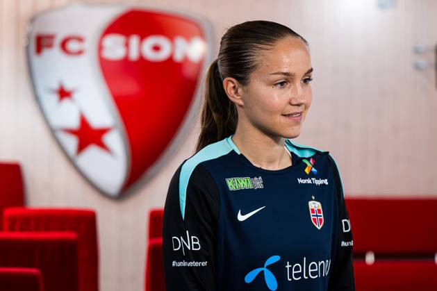 250602 Guro Reiten of the Norwegian women s national football team during a press conference on June 2, 2025 in Sion Photo Marius Simensen BILDBYRAN COP 238 bbeng dam football fotball fotboll norge norway press conference pressekonferanse soccer uefa women s nations league Copyright: MARIUSxSIMENSEN BB250602BB353