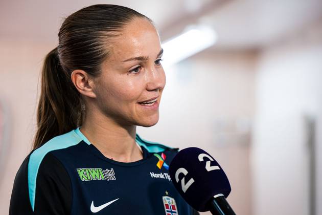 250602 Guro Reiten of the Norwegian women s national football team during a press conference on June 2, 2025 in Sion Photo Marius Simensen BILDBYRAN COP 238 bbeng dam football fotball fotboll norge norway press conference pressekonferanse soccer uefa women s nations league Copyright: MARIUSxSIMENSEN BB250602BB368