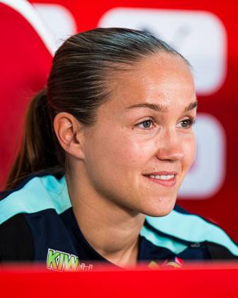 250602 Guro Reiten of the Norwegian women s national football team during a press conference on June 2, 2025 in Sion Photo Marius Simensen BILDBYRAN COP 238 bbeng dam football fotball fotboll norge norway press conference pressekonferanse soccer uefa women s nations league Copyright: MARIUSxSIMENSEN BB250602BB370