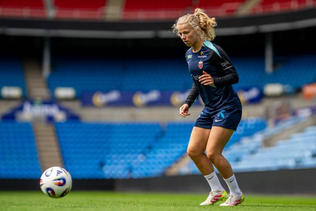 250623 Justine Kielland of the Norwegian women s national football team during a training session on June 23, 2025 in Oslo Photo Vegard Grott BILDBYRAN kod VG VG0769 bbeng fotboll football soccer fotball norge norway women dam träning practice training trening pre camp precamp  Copyright: VEGARDxGRoTT BB250623VG004