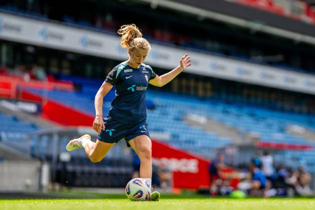 250623 Justine Kielland of the Norwegian women s national football team during a training session on June 23, 2025 in Oslo Photo Vegard Grott BILDBYRAN kod VG VG0769 bbeng fotboll football soccer fotball norge norway women dam träning practice training trening pre camp precamp  Copyright: VEGARDxGRoTT BB250623VG015