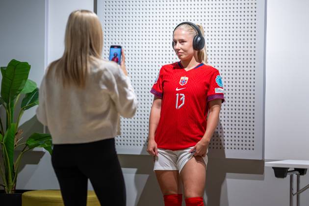 250623 Thea Bjelde of the Norwegian women™s national football team during a media day ahead of the UEFA Women s Euro on June 23, 2025 in Oslo Photo Vegard Grott BILDBYRAN kod VG VG0771 bbeng fotboll football soccer fotball norge norway women dam pre camp precamp media day mediedag uefa euro em kvinner em 2025 preview  Copyright: VEGARDxGRoTT BB250623VG052