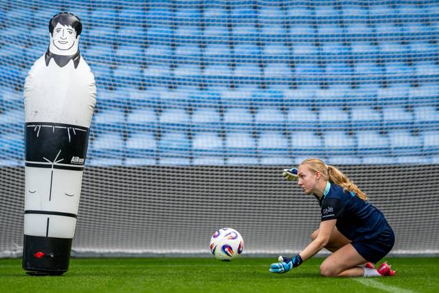 250623 Goalkeeper Sunniva Skoglund of the Norwegian women s national football team during a training session on June 23, 2025 in Oslo Photo Vegard Grott BILDBYRAN kod VG VG0769 bbeng fotboll football soccer fotball norge norway women dam träning practice training trening pre camp precamp Copyright: VEGARDxGRoTT BB250623VG068