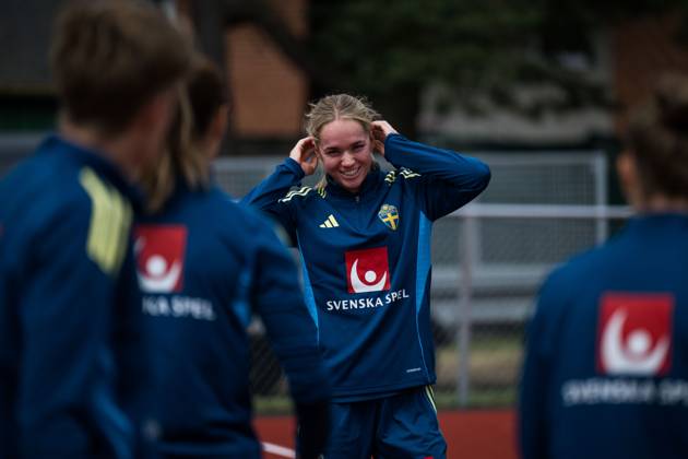 250624 Hanna Lundkvist of the Swedish women s national football team during a training session on June 24, 2025 in Ahus Photo Mathias Bergeld BILDBYRAN code MB MB1150 fotboll football soccer fotball träning practice training sverige sweden dam bbeng kvinner women  Copyright: MATHIASxBERGELD BB250624MB007