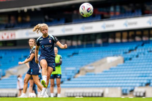 250624 Justine Kielland of the Norwegian women s national football team during a training session on June 24, 2025 in Oslo Photo Vegard Grott BILDBYRAN kod VG VG0772 bbeng fotboll football soccer fotball norge norway women dam träning practice training trening pre camp precamp  Copyright: VEGARDxGRoTT BB250624VG025