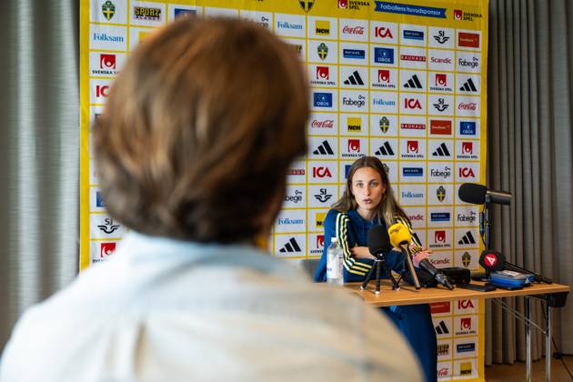 250624 Nathalie Björn of the Swedish women s national football team during a press event on June 24, 2025 in Ahus Photo Mathias Bergeld BILDBYRAN kod MB MB1151 fotboll football soccer fotball pressträff event meeting sverige sweden dam bbeng women kvinner  Copyright: MATHIASxBERGELD BB250624MB093