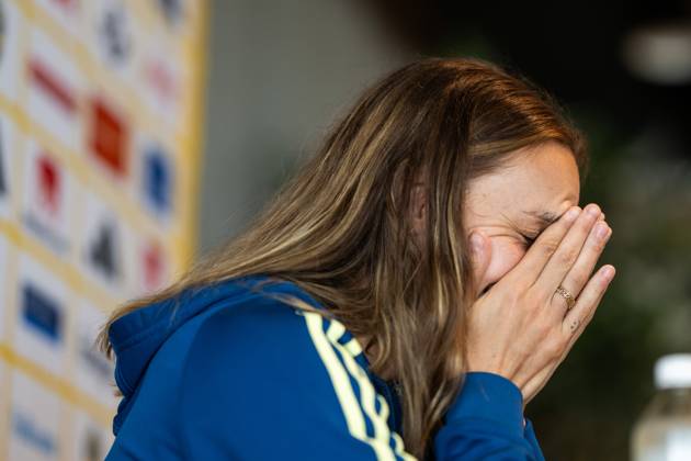 250624 Nathalie Björn of the Swedish women s national football team during a press event on June 24, 2025 in Ahus Photo Mathias Bergeld BILDBYRAN kod MB MB1151 fotboll football soccer fotball pressträff event meeting sverige sweden dam bbeng women kvinner Copyright: MATHIASxBERGELD BB250624MB094