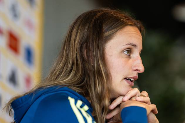 250624 Nathalie Björn of the Swedish women s national football team during a press event on June 24, 2025 in Ahus Photo Mathias Bergeld BILDBYRAN kod MB MB1151 fotboll football soccer fotball pressträff event meeting sverige sweden dam bbeng women kvinner Copyright: MATHIASxBERGELD BB250624MB095