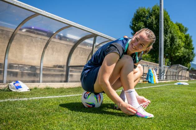 250629 Elisabeth Terland of the Norwegian women s national football team during a training session ahead of the UEFA Women s Euro 2025 on June 29, 2025 in Neuchatel Photo Vegard Grott BILDBYRAN kod VG VG0774 bbeng fotboll football soccer fotball fotballs em fotball em europamästerskap em uefa womens euro em 2025 träning practice training trening norge norway dam day 3 Copyright: VEGARDxGRoTT BB250629VG009