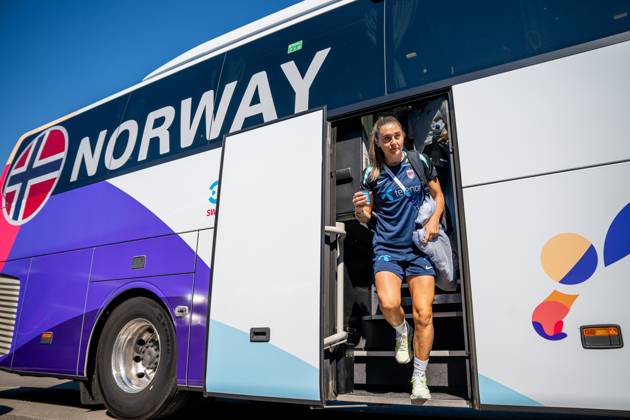 250630 Vilde Boe Risa of the Norwegian women s national football team arrives at a training session ahead of the UEFA Women s Euro 2025 on June 30, 2025 in Neuchatel Photo Vegard Grott BILDBYRAN kod VG VG0775 bbeng fotboll football soccer fotball fotballs em fotball em europamästerskap em uefa womens euro em 2025 träning practice training trening norge norway dam day 2  Copyright: VEGARDxGRoTT BB250630VG001