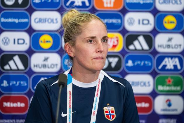 250701 Head coach Gemma Grainger of the Norwegian women s national football team during a press conference ahead of the UEFA Women s Euro 2025 on July 1, 2025 in Basel Photo Vegard Grott BILDBYRAN kod VG VG0776 bbeng fotboll football soccer fotball fotballs em fotball em europamästerskap em uefa womens euro em 2025 pressekonferanse press conference norge norway dam day 1 Copyright: VEGARDxGRoTT BB250701VG016