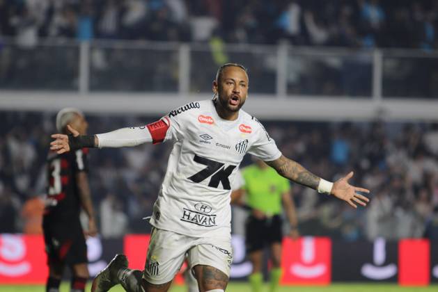Match between Santos and Flamengo Santos (SP), 7 16 2025 - Football Santos x Flamengo - Neymar Jr celebrates a goal during the match between Santos x Flamengo, valid for the 14th round of the Brazilian Championship, Serie A, held at Vila Belmiro, this Wednesday (16). Sao Paulo Brasil Copyright: xMiguelxMourax