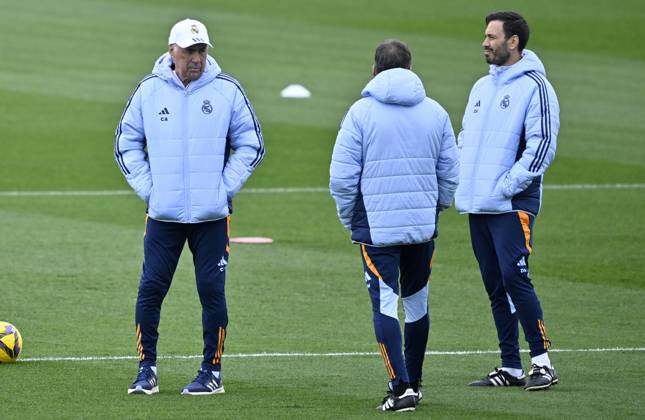 Training session of Real Madrid MADRID, SPAIN - FEBRUARY 28: Head Coach of Real Madrid Carlo Ancelotti leads training session at Valdebebas facilities ahead of LaLiga 26th week football match against Real Betis in Madrid, Spain on February 28, 2025. Madrid Spain. Editorial use only. Please get in touch for any other usage. Copyright: x2025xAnadoluxBurakxAkbulutx