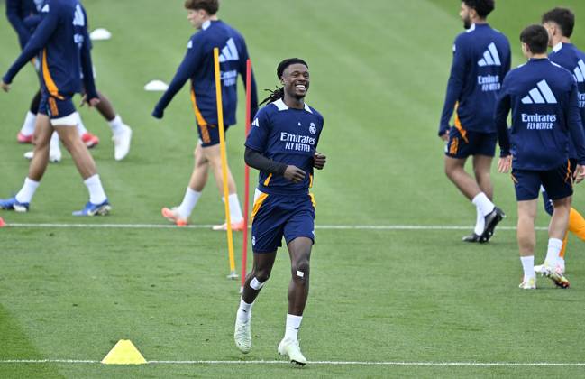 Training session of Real Madrid MADRID, SPAIN - FEBRUARY 28: Eduardo Camavinga of Real Madrid attends training session at Valdebebas facilities ahead of LaLiga 26th week football match against Real Betis in Madrid, Spain on February 28, 2025. Madrid Spain. Editorial use only. Please get in touch for any other usage. Copyright: x2025xAnadoluxBurakxAkbulutx