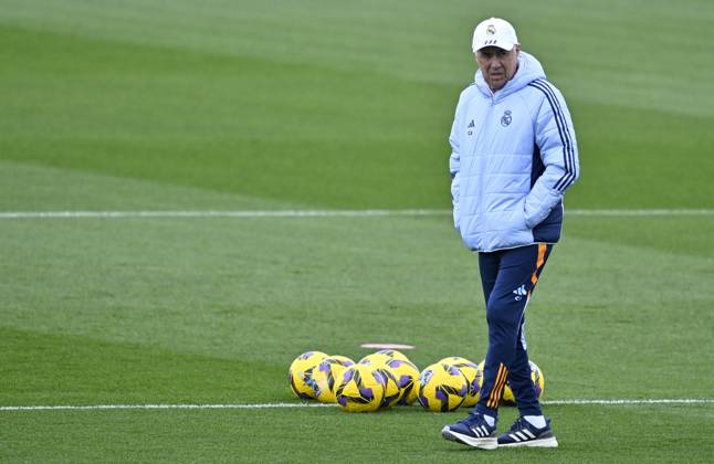 Training session of Real Madrid MADRID, SPAIN - FEBRUARY 28: Head Coach of Real Madrid Carlo Ancelotti leads training session at Valdebebas facilities ahead of LaLiga 26th week football match against Real Betis in Madrid, Spain on February 28, 2025. Madrid Spain. Editorial use only. Please get in touch for any other usage. Copyright: x2025xAnadoluxBurakxAkbulutx