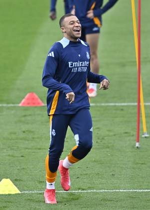 Training session of Real Madrid MADRID, SPAIN - FEBRUARY 28: Kylian Mbappe of Real Madrid attends training session at Valdebebas facilities ahead of LaLiga 26th week football match against Real Betis in Madrid, Spain on February 28, 2025. Madrid Spain. Editorial use only. Please get in touch for any other usage. Copyright: x2025xAnadoluxBurakxAkbulutx