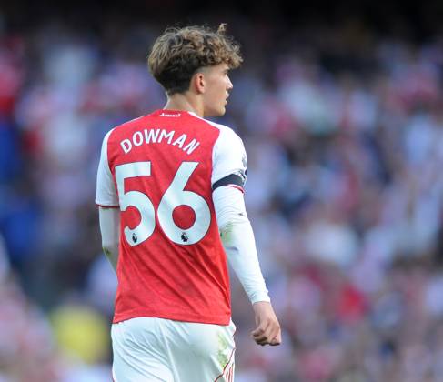 Football - 2025 2026 Premier League - Arsenal vs Leeds United - Emirates Stadium - Saturday 23rd August 2025 Max Robert Dowman of Arsenal making his Premiership Debut (Shirt no 56)
