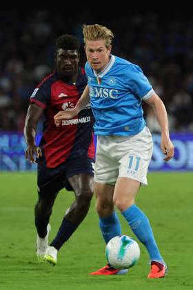 Napoli™s Kevin De Bruyne during the Serie A soccer match between Napoli and Cagliari at the Diego Armando Maradona Stadium in Naples, southern italy - Saturday , August 30 , 2025. - Soccer . Copyright: xAlessandroxGarofalo LaPressex