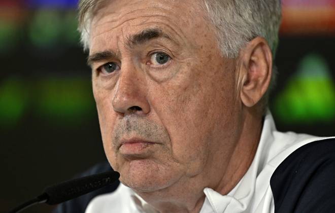 Training session of Real Madrid MADRID, SPAIN - SEPTEMBER 29: Head coach of Real Madrid, Carlo Ancelotti speaks to press during a training session ahead of La Liga week 8 soccer match between Real Madrid and Girona, at Ciudad Real Madrid in Madrid, Spain on September 29, 2023. Madrid Spain. Editorial use only. Please get in touch for any other usage. Copyright: x2025xAnadoluxBurakxAkbulutx