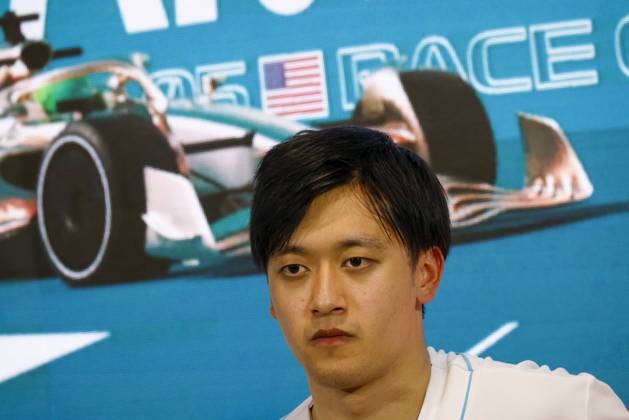 Drivers press conference, PK, Pressekonferenz held in Florida ahead of the F1 Grand Prix of Miami MIAMI GARDENS, FLORIDA, UNITED STATES - MAY 4: Driver Zhou Guanyu of Oracle Alfa Romeo F1 Team during a drivers press conference ahead of the F1 Grand Prix of Miami at the Miami International Autodrome on May 04, 2023 in Miami Gardens, Florida, United States. Florida United States. Editorial use only. Please get in touch for any other usage.  Copyright: x2025xAnadoluxEvaxMariexUzcategulxTx