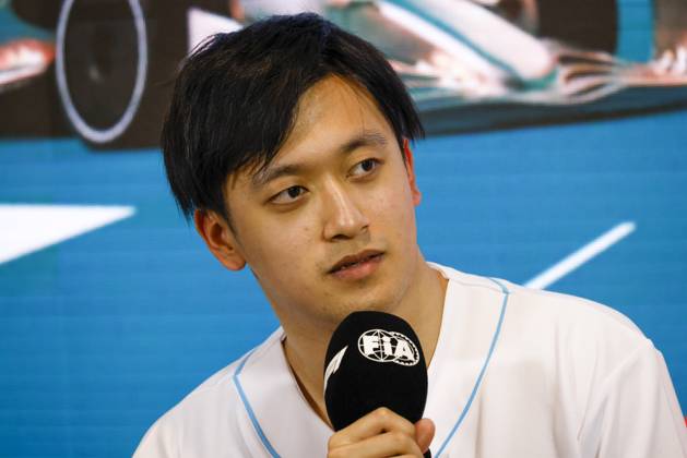 Drivers press conference, PK, Pressekonferenz held in Florida ahead of the F1 Grand Prix of Miami MIAMI GARDENS, FLORIDA, UNITED STATES - MAY 4: Driver Zhou Guanyu of Oracle Alfa Romeo F1 Team speaks during a drivers press conference ahead of the F1 Grand Prix of Miami at the Miami International Autodrome on May 04, 2023 in Miami Gardens, Florida, United States. Florida United States. Editorial use only. Please get in touch for any other usage.  Copyright: x2025xAnadoluxEvaxMariexUzcategulxTx