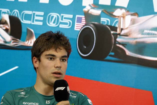 Drivers press conference, PK, Pressekonferenz held in Florida ahead of the F1 Grand Prix of Miami MIAMI GARDENS, FLORIDA, UNITED STATES - MAY 4: Driver Lance Stroll of Aston Martin speaks during a drivers press conference ahead of the F1 Grand Prix of Miami at the Miami International Autodrome on May 04, 2023 in Miami Gardens, Florida, United States. Florida United States. Editorial use only. Please get in touch for any other usage.  Copyright: x2025xAnadoluxEvaxMariexUzcategulxTx