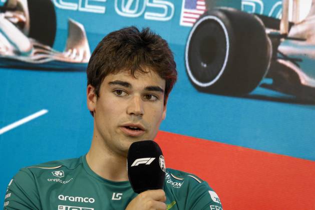 Drivers press conference, PK, Pressekonferenz held in Florida ahead of the F1 Grand Prix of Miami MIAMI GARDENS, FLORIDA, UNITED STATES - MAY 4: Driver Lance Stroll of Aston Martin speaks during a drivers press conference ahead of the F1 Grand Prix of Miami at the Miami International Autodrome on May 04, 2023 in Miami Gardens, Florida, United States. Florida United States. Editorial use only. Please get in touch for any other usage.  Copyright: x2025xAnadoluxEvaxMariexUzcategulxTx