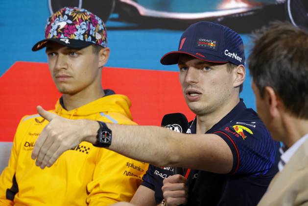 Drivers press conference, PK, Pressekonferenz held in Florida ahead of the F1 Grand Prix of Miami MIAMI GARDENS, FLORIDA, UNITED STATES - MAY 4: Driver Lance Stroll of Aston Martin speaks during a drivers press conference ahead of the F1 Grand Prix of Miami at the Miami International Autodrome on May 04, 2023 in Miami Gardens, Florida, United States. Florida United States. Editorial use only. Please get in touch for any other usage.  Copyright: x2025xAnadoluxEvaxMariexUzcategulxTx