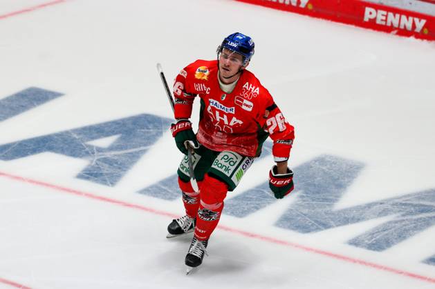 Goal celebration by Alexander Blank 26 Augsburger Panther to equalize 3 3, Augsburger Panther vs Adler Mannheim, 2 Spieltag, Eishockey, Penny DEL, 14 09 2025 Augsburg Bayern Germany Copyright: xkolbert-press ChristianxKolbertx