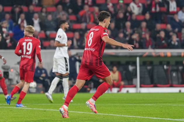Maximilian Eggestein SC Freiburg, 08 goal celebration, emotions, goal shot, goal, goal, goal, Germany, football, UEFA Europa League, 1 matchday, league phase, 2025 2026, SC Freiburg vs FC Basel, 24 09 2025, Europa Park Stadion, Freiburg, Germany Freiburg Europa Park Stadion Baden Württemberg Germany Copyright: xArnexAmbergx