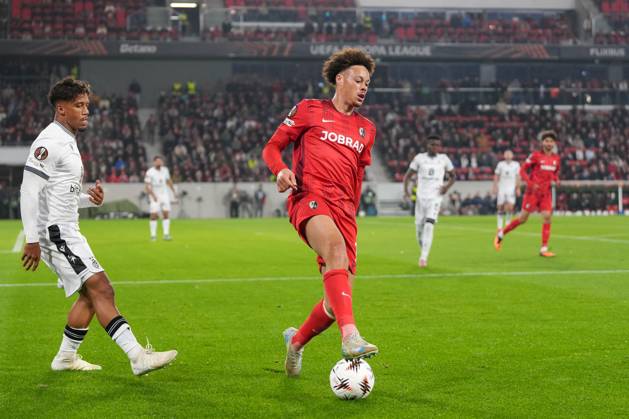 Derry Scherhant SC Freiburg, 07 on the ball , Germany, Football, UEFA Europa League, Matchday 1, League phase, 2025 2026, SC Freiburg vs FC Basel, 24 09 2025, Europa Park Stadion, Freiburg, Germany Freiburg Europa Park Stadion Baden Württemberg Germany Copyright: xArnexAmbergx