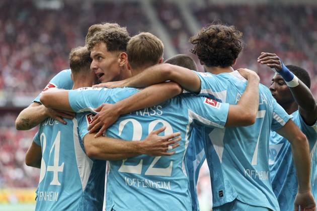 Goal celebration TSG Hoffenheim at 1 1 by Fisnik Asllani TSG Hoffenheim, 11 , Germany, Soccer, 1 Bundesliga, Matchday 5, 2025 2026, SC Freiburg vs TSG 1899 Hoffenheim, 28 09 2025, Europa Park Stadion, Freiburg im Breisgau, Germany Freiburg im Breisgau Europa Park Stadion Baden Württemberg Germany Copyright: xGrantxHubbsx