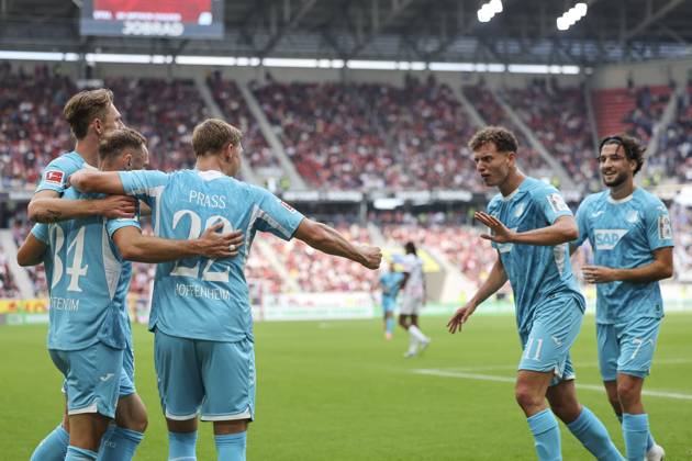 Goal celebration TSG Hoffenheim at 1 1 by Fisnik Asllani TSG Hoffenheim, 11 , Germany, Soccer, 1 Bundesliga, Matchday 5, 2025 2026, SC Freiburg vs TSG 1899 Hoffenheim, 28 09 2025, Europa Park Stadion, Freiburg im Breisgau, Germany Freiburg im Breisgau Europa Park Stadion Baden Württemberg Germany Copyright: xGrantxHubbsx