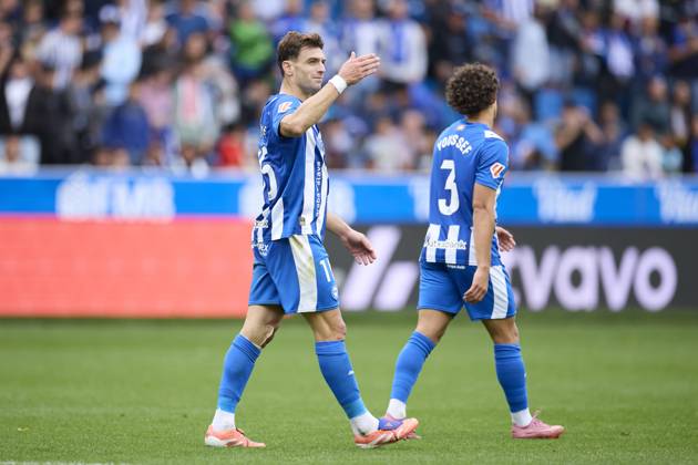 October 5, 2025, Vitoria, Alava, SPAIN: Lucas Boye of Deportivo Alaves celebrates after scoring goal during the LaLiga EA Sports match between Deportivo Alaves and Elche CF at Mendizorrotza on October 5, 2025, in Vitoria, Spain. Vitoria SPAIN - ZUMAa181 20251005_zaa_a181_081 Copyright: xRicardoxLarreinax