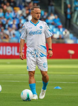 October 5, 2025, Napoli, Campania, ITALIA: Rasmus Hoyland of SSC Napoli During the 2025 26 Italian Serie A football match between SSC Napoli and Genoa on October 5, 2025, at the Diego Armando Maradona Stadium in Naples...Pictured: Napoli ITALIA - ZUMAs236 20251005_aap_s236_005 Copyright: xFabioxSassox