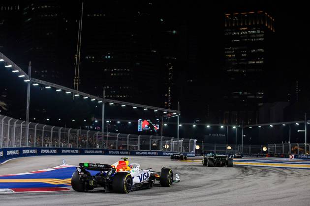 F1 - SINGAPORE GRAND PRIX 2025 30 LAWSON Liam (nzl), Visa Cash App RB F1 Team VCARB02, action during the 2025 Formula 1 Singapore Grand Prix, 18th round of the 2025 FIA Formula One World Championship, WM, Weltmeisterschaft from October 3 to 5, 2025 on the Marina Bay Street Circuit, in Singapore - SingaporeSingapore  Copyright: xEricxAlonsox