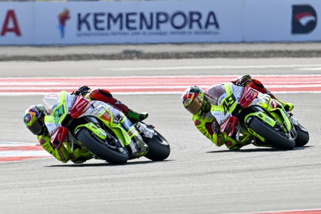MOTO - MOTO GP - GRAND PRIX OF INDONESIA 2026 21 MORBIDELLI Franco (ita), Pertamina Enduro VR46 Racing Team, Ducati Desmosedici GP24, action with 49 DI GIANNANTONIO Fabio, Pertamina Enduro VR46 Racing Team, Ducati Desmosedici GP25 during the 2025 MotoGP Pertamina Grand Prix of Indonesia on the Mandalika circuit from October 3 to 5, At West Nusa Tenggara, Indonesia - West Nusa TenggaraIndonesia  Copyright: xGIGIxSOLDANOx