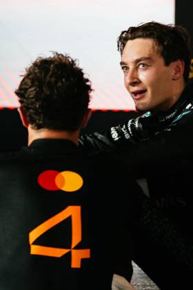 October 5, 2025, Singapore, Tamilnadu, Singapore: George Russell of Mercedes and Lando Norris after the F1 Grand Prix of Singapore at Marina Bay Street Circuit on October, 5th, 2025 in Singapore. Singapore Singapore - ZUMAc251 20251005_znp_c251_023 Copyright: xVikramxChandrasekarx