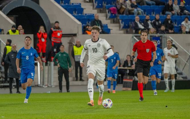 Soccer, Youth, Season 2025 26, U21, European Championship Qualification Group F 4 Matchday in Jena Germany Greece, Paul Wanner U21, Germany , 10 10 2025, Copyright: xMatthiasxKochx