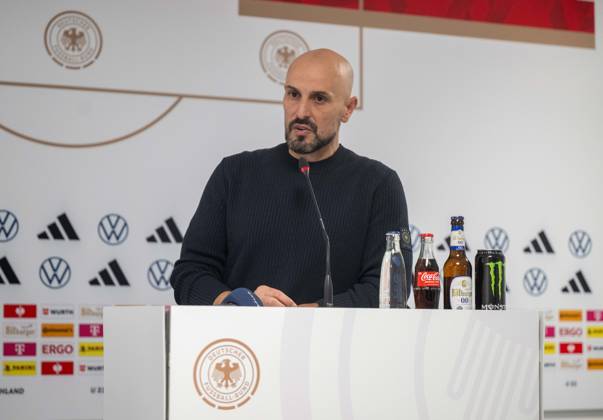 Soccer, Youth, Season 2025 26, U21, European Championship Qualification Group F 4 Matchday in Jena Germany Greece, Coach Antonio Di Salvo U21, Germany , 10 10 2025, Copyright: xMatthiasxKochx