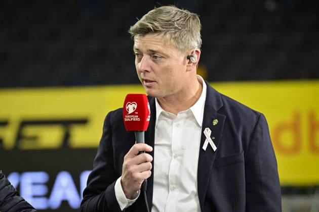 STOCKHOLM, SWEDEN 20251010 Swedish national team captain Jon Dahl Tomasson is interviewed in the Viasat studio after the loss during Friday s World Cup qualifying soccer match between Sweden and Switzerland at Strawberry Arena, October 10, 2025 in Stockholm, Sweden STOCKHOLM SWEDEN x10030x  Copyright: xJonasxEkströmer TTx WORLD CUP QUALIFYING SWEDEN-SWITTER