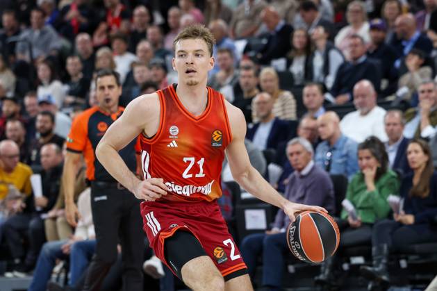 Justuz Hollatz FC Bayern Basketball, 21 , GER, FC Bayern Basketball vs Zalgiris Kaunas, Basketball, Euroleague, Matchday 3, Season 2025 2026, 10 10 2025, GER, FC Bayern Basketball vs Zalgiris Kaunas, Basketball, Euroleague, Matchday 3, Season 2025 2026, 10 10 2025 Munich Copyright: xEibner-Pressefoto JennixMaulx EP_JML