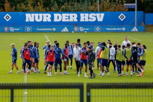 Team circle Coach Merlin Polzin Co Coach Loic Fave Richard Krohn HSV Germany , Hamburg , Volksparkstadion , Training ground Football , 1 Bundesliga , Training of Hamburger SV