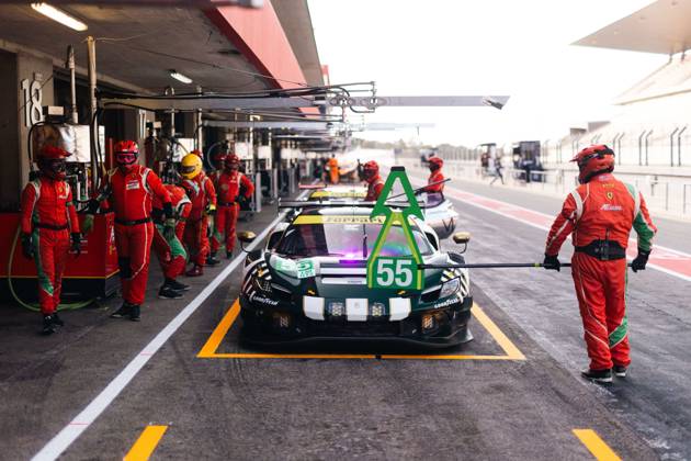 AUTO - ELMS - 4 HOURS OF PORTIMAO 2025 55 CAMERON Duncan (gbr), GRIFFIN Matt (irl), PEREL David (zaf), Spirit of Race, Ferrari 296 GT3, LMGT3, pitlane, during the 4 Hours of Portimao, 6th round of the 2025 European Le Mans Series on the Autodromo Internacional do Algarve from October 16 to 18, 2025 in Portimao, Portugal - Copyright: xJoaoxFilipex